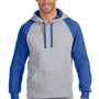 Jerzees Mens NuBlend Pill Resistant Fleece Hooded Sweatshirt Hoodie w/ Pouch Pocket - Oxford Grey/Royal Blue