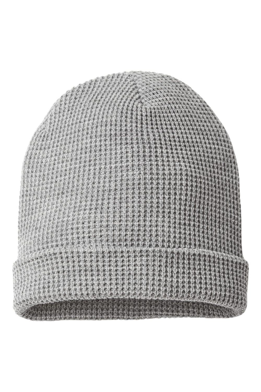 Richardson 146R Mens Waffle Cuffed Beanie Heather Grey Flat Front