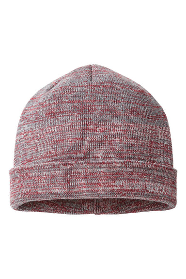 Richardson 130 Mens Marled Beanie Red/Grey/Charcoal Grey Flat Front