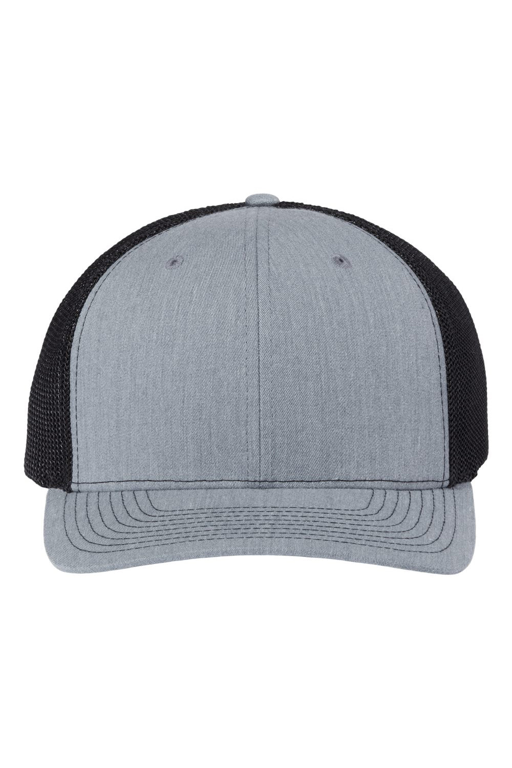 Richardson 112PL Mens 112+ R-Flex Adjustable Trucker Hat Heather Grey/Black Flat Front