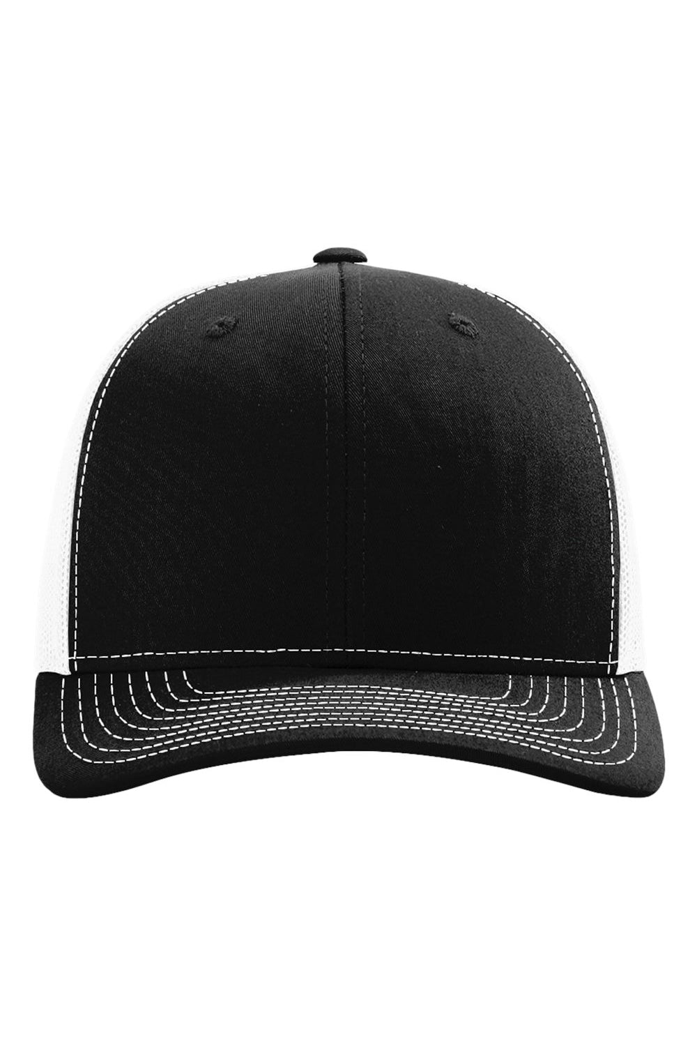 Richardson 112RE Mens Sustainable Trucker Hat Black/White Flat Front