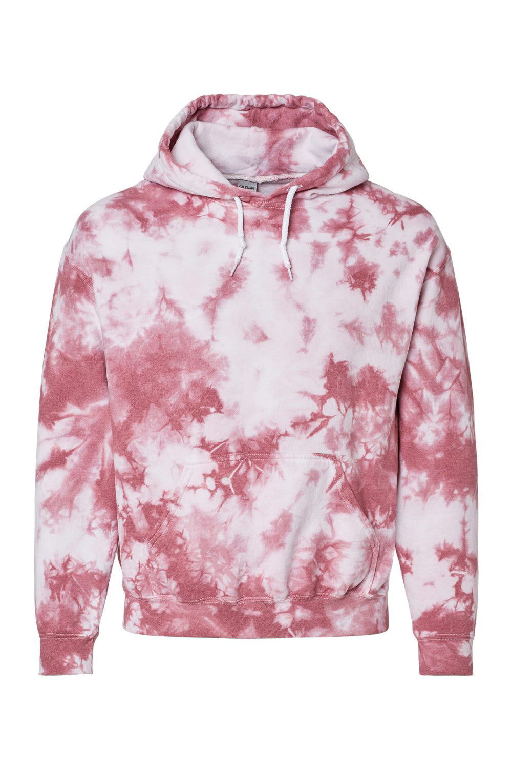 Dyenomite 680VR Mens Blended Tie Dyed Hooded Sweatshirt Hoodie Begonia Crystal Flat Front