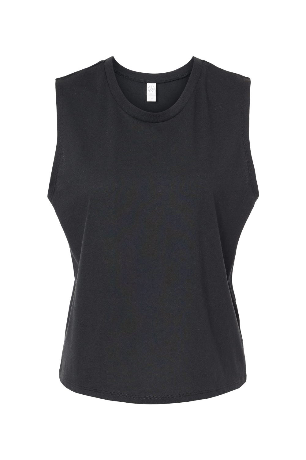 Alternative 1174 Womens Go To Crop Muscle Tank Top Black Flat Front