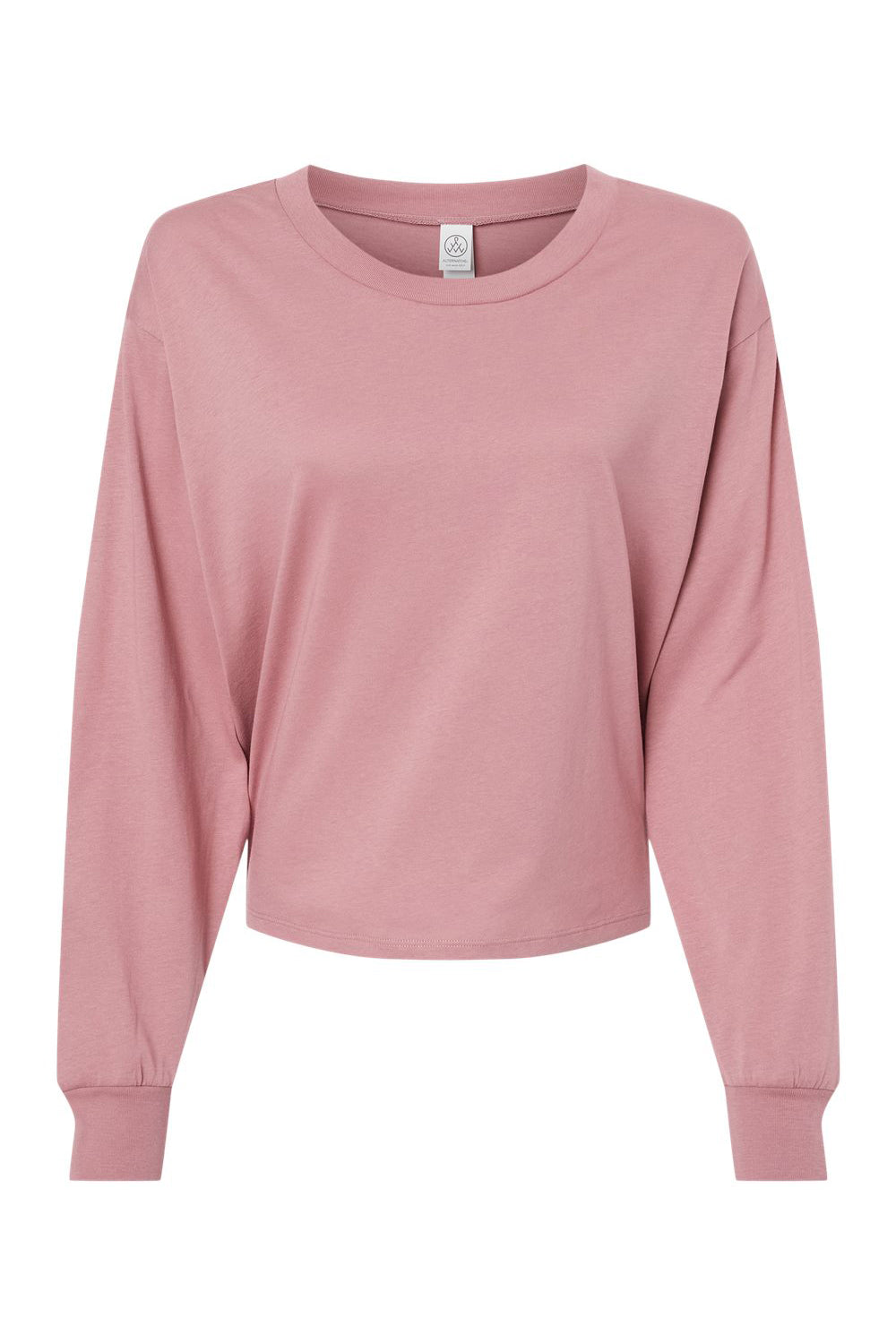 Alternative 1176 Womens Cropped Long Sleeve Crewneck T-Shirt Whiskey Rose Flat Front