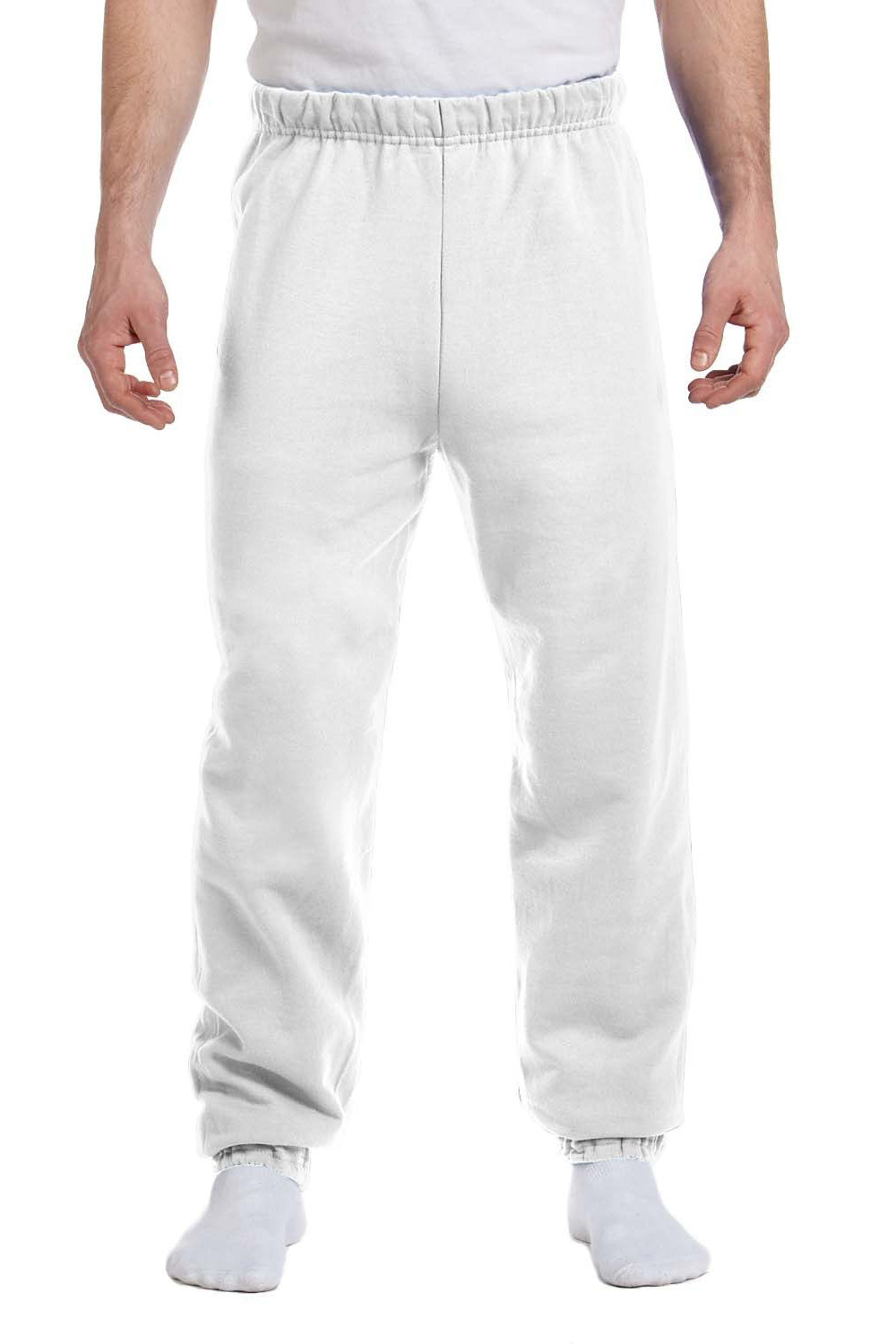 Jerzees 973M/973/973MR Mens NuBlend Pill Resistant Fleece Sweatpants White Model Front