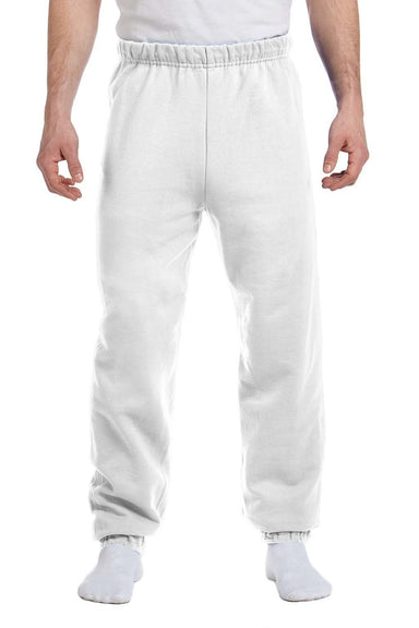 Jerzees 973M/973/973MR Mens NuBlend Pill Resistant Fleece Sweatpants White Model Front