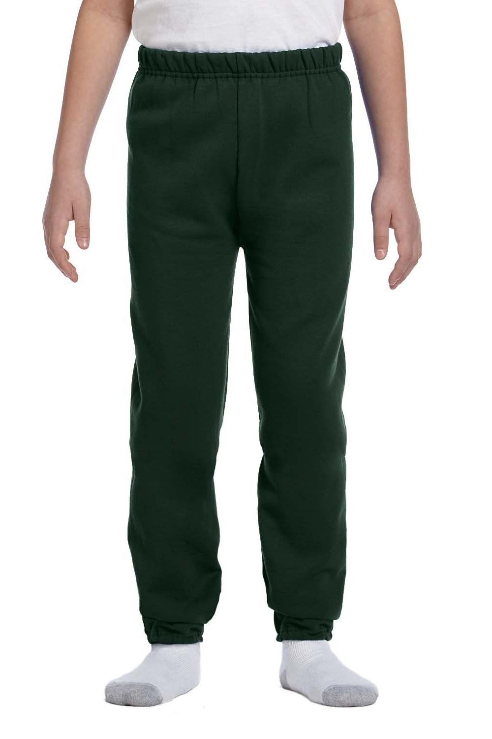 Jerzees 973B Youth NuBlend Fleece Pill Resistant Sweatpants Forest Green Model Front