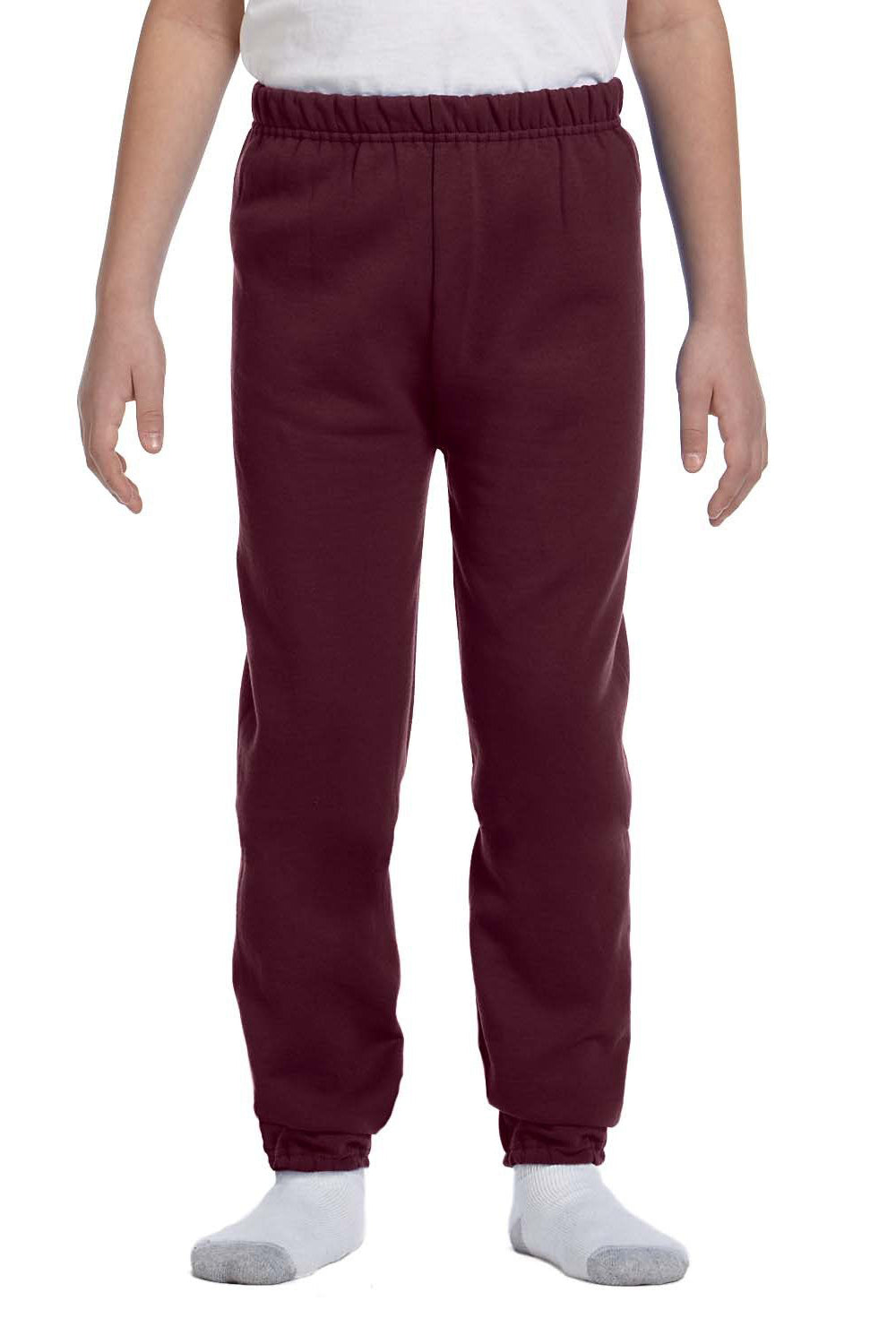 Jerzees 973B Youth NuBlend Fleece Pill Resistant Sweatpants Maroon Model Front