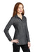 Port Authority LW645 Womens Pincheck Wrinkle Resistant Long Sleeve Button Down Shirt Black/Steel Grey Model 3q