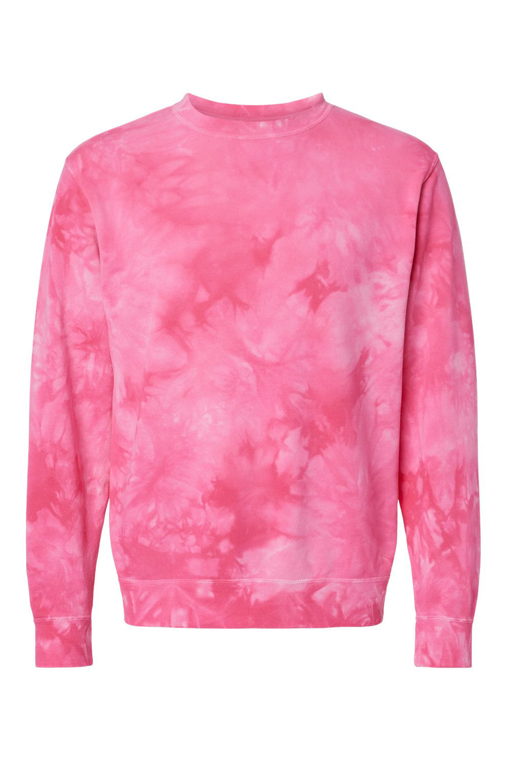 Independent Trading Co. PRM3500TD Mens Tie-Dye Crewneck Sweatshirt Pink Flat Front