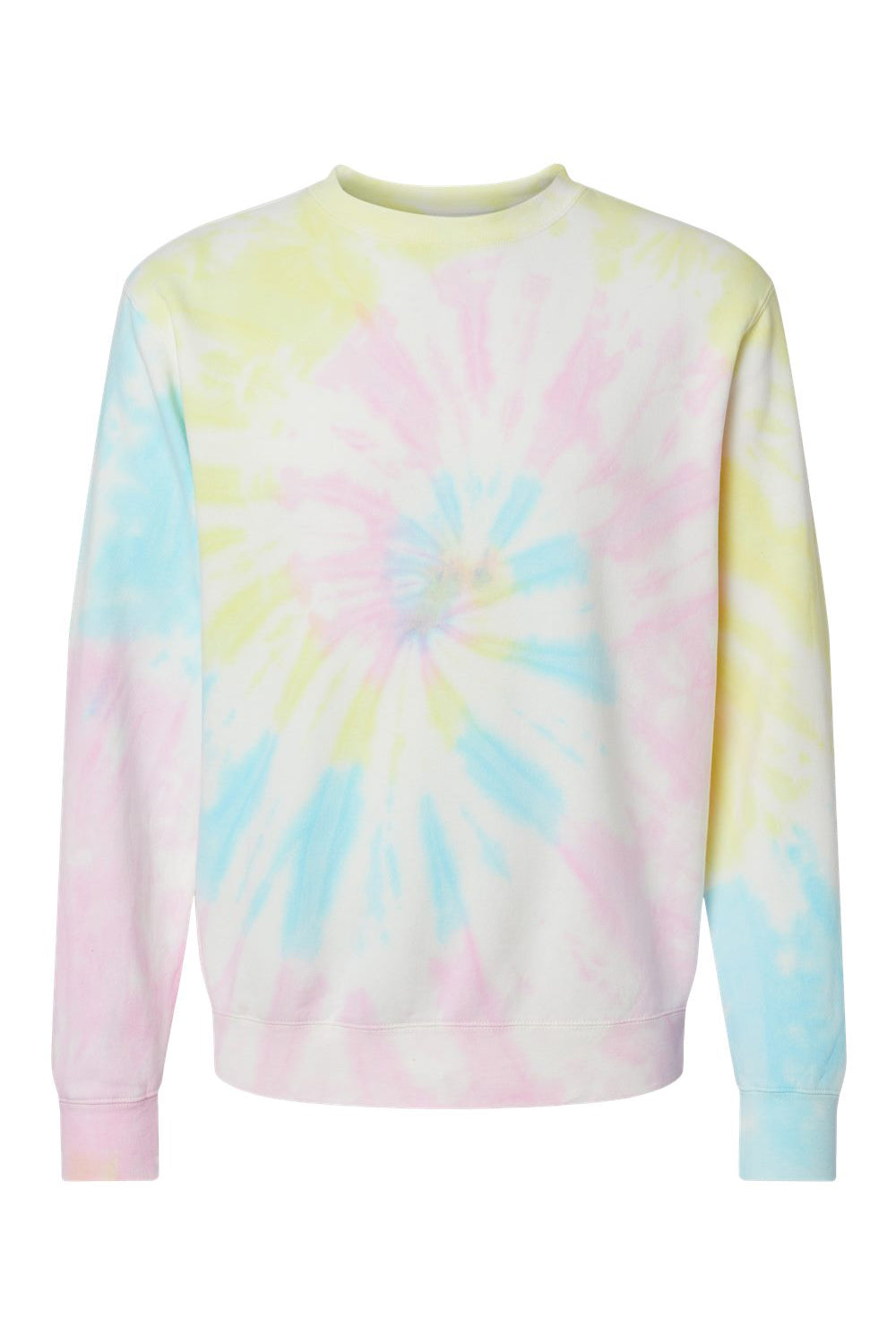 Independent Trading Co. PRM3500TD Mens Tie-Dye Crewneck Sweatshirt Sunset Swirl Flat Front