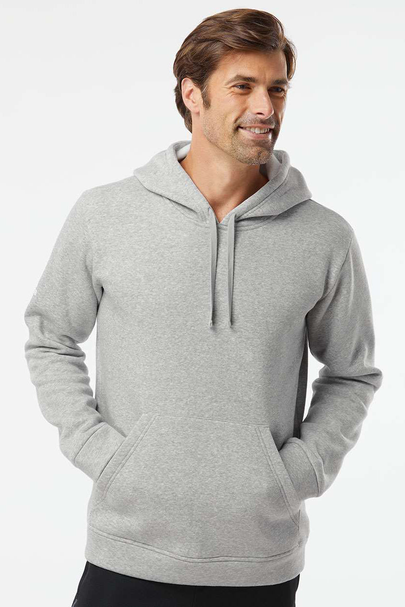 Adidas A432 Mens Fleece Hooded Sweatshirt Hoodie Heather Grey Model Front