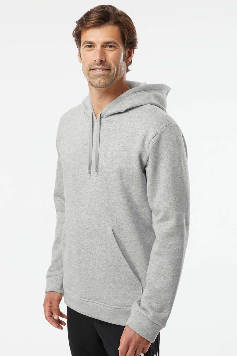 Adidas A432 Mens Fleece Hooded Sweatshirt Hoodie Heather Grey Model Side