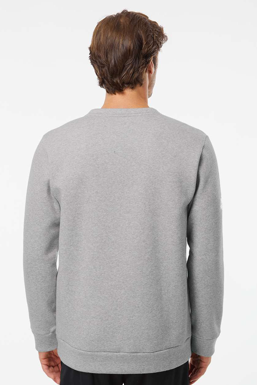 Adidas A434 Mens Fleece Crewneck Sweatshirt Heather Grey Model Back