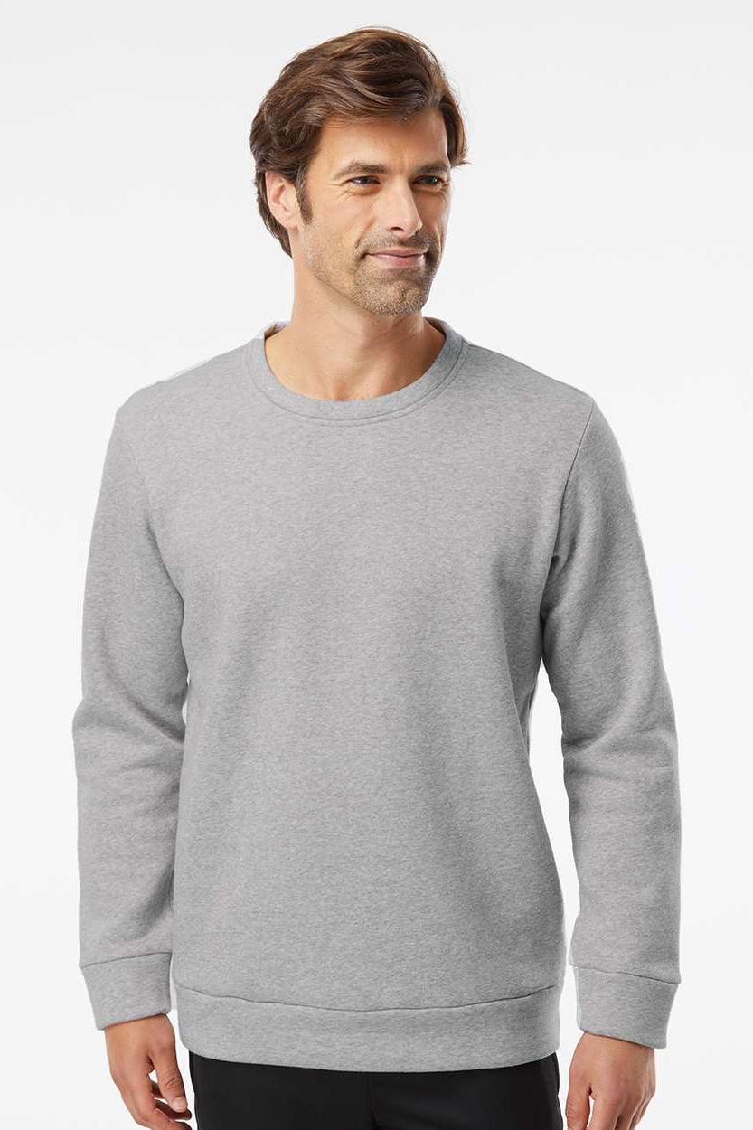 Adidas A434 Mens Fleece Crewneck Sweatshirt Heather Grey Model Front