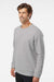 Adidas A434 Mens Fleece Crewneck Sweatshirt Heather Grey Model Side