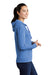 Sport-Tek LST293 Womens Moisture Wicking Fleece Full Zip Hooded Sweatshirt Hoodie Heather True Royal Blue Model Side