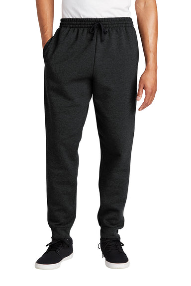 Jerzees 975MP/975MPR Mens NuBlend Fleece Jogger Sweatpants w/ Pockets Heather Black/Black Model Front