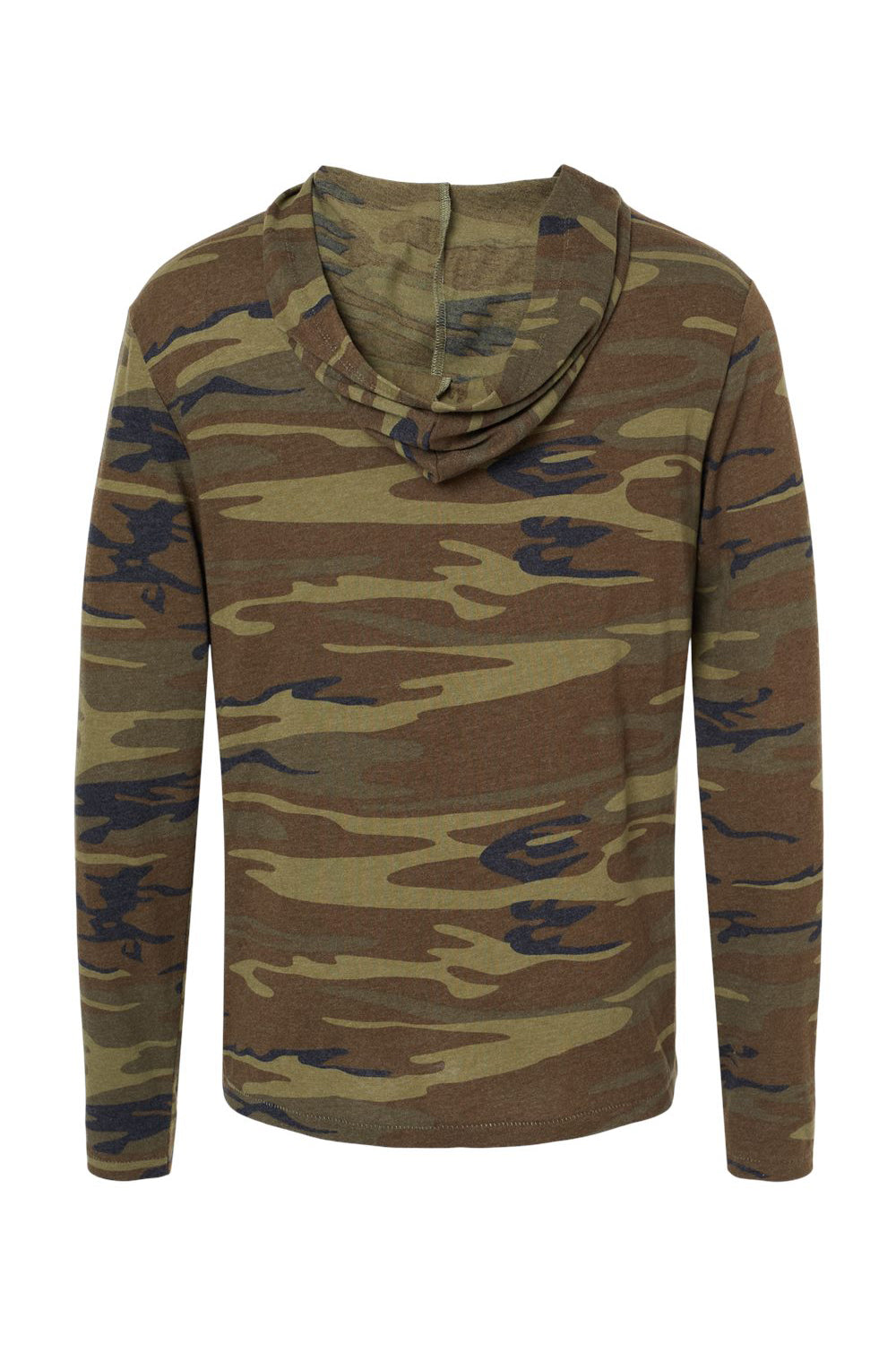 Alternative 5123 Mens Vintage Keeper Long Sleeve Hooded T-Shirt Hoodie Camo Flat Back