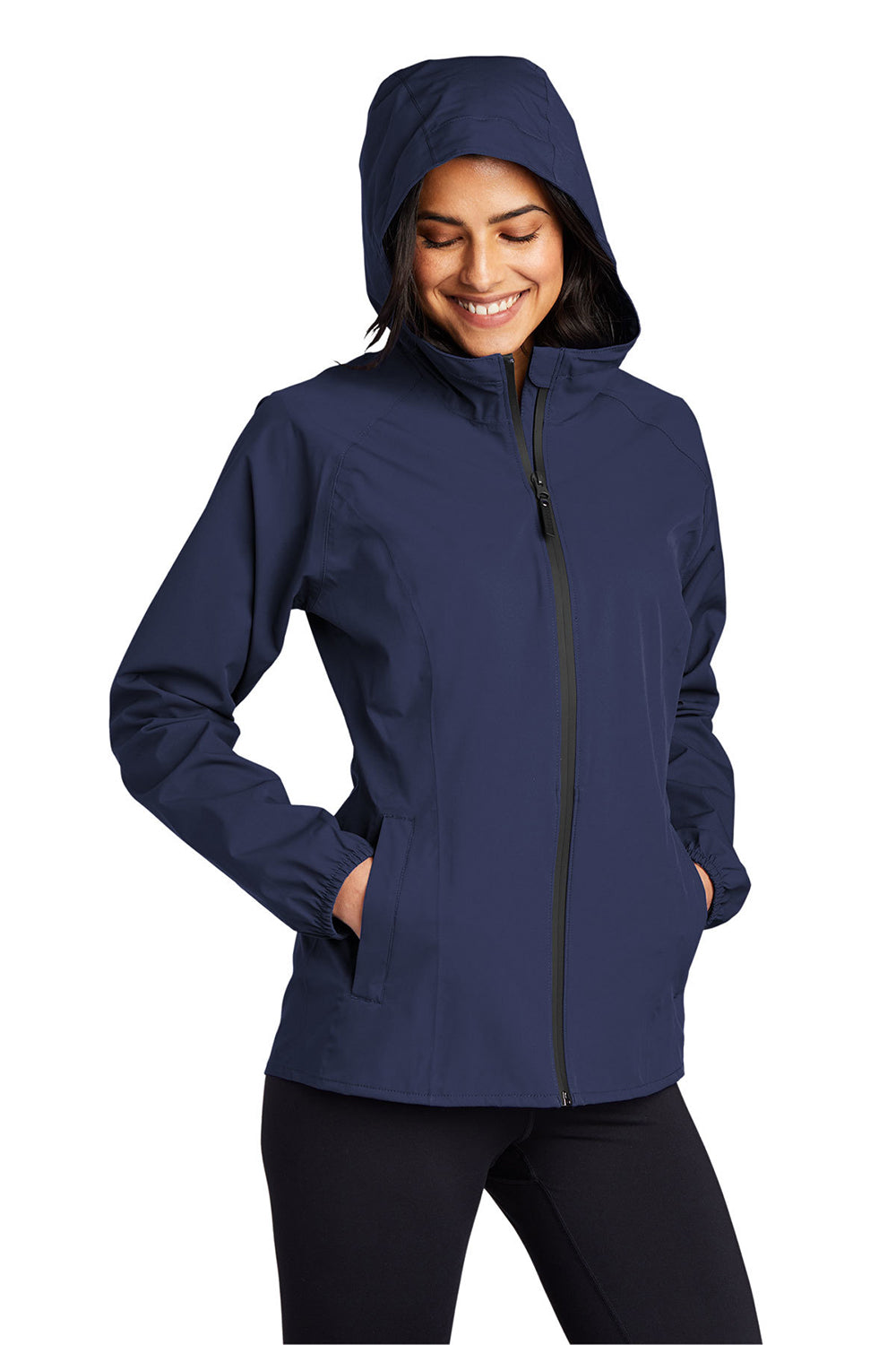 Port Authority L407 Womens Essential Waterproof Full Zip Hooded Rain Jacket True Navy Blue Model 3q