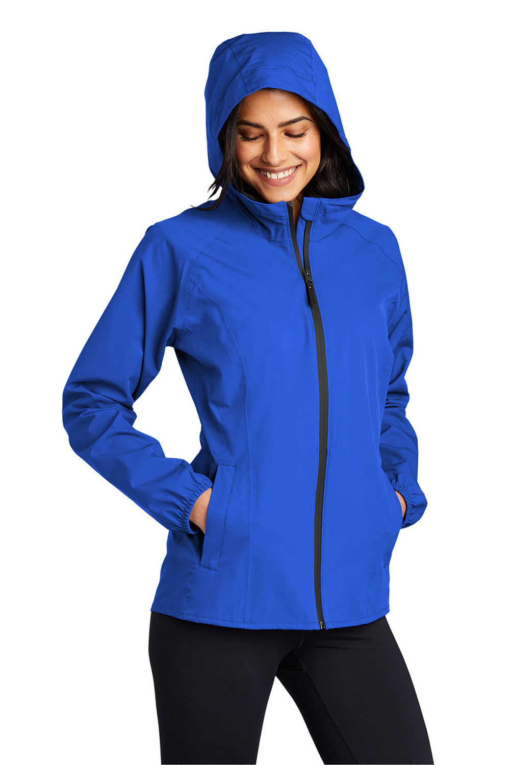 Port Authority L407 Womens Essential Waterproof Full Zip Hooded Rain Jacket True Royal Blue Model 3q