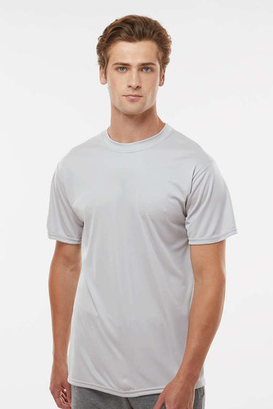 Holloway 222818 Mens Momentum Moisture Wicking Short Sleeve Crewneck T-Shirt Silver Grey Model Front