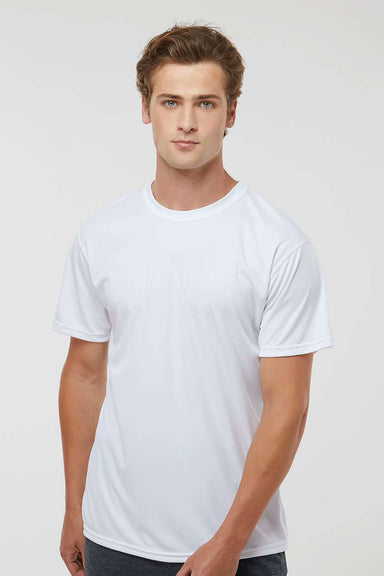 Holloway 222818 Mens Momentum Moisture Wicking Short Sleeve Crewneck T-Shirt White Model Front