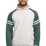 Jerzees Mens NuBlend Fleece Varsity Colorblock Hooded Sweatshirt Hoodie w/ Pouch Pocket - Heather Oatmeal/Forest Green