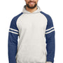 Jerzees Mens NuBlend Fleece Varsity Colorblock Hooded Sweatshirt Hoodie w/ Pouch Pocket - Heather Oatmeal/Indigo Blue