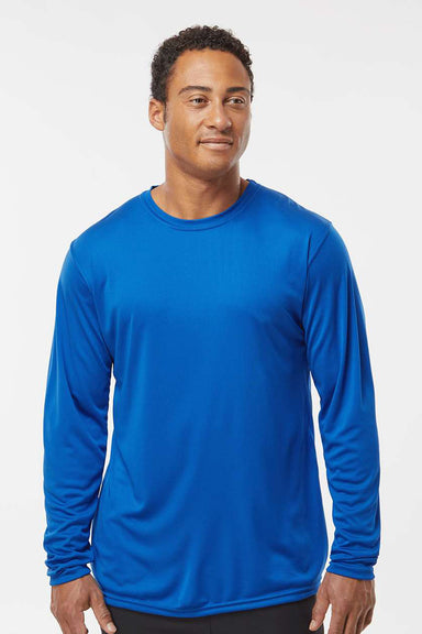 Holloway 222822 Mens Momentum Moisture Wicking Long Sleeve Crewneck T-Shirt Royal Blue Model Front