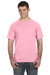 Gildan 980 Mens Short Sleeve Crewneck T-Shirt Charity Pink Model Front