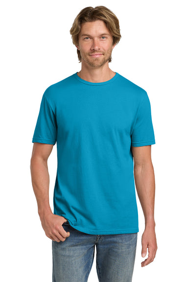 Gildan 980 Mens Short Sleeve Crewneck T-Shirt Caribbean Blue Model Front