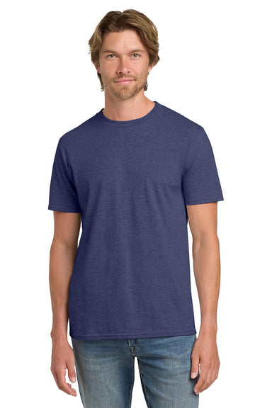 Gildan 980 Mens Short Sleeve Crewneck T-Shirt Heather Blue Model Front