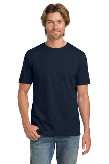 Gildan 980 Mens Short Sleeve Crewneck T-Shirt Navy Blue Model Front