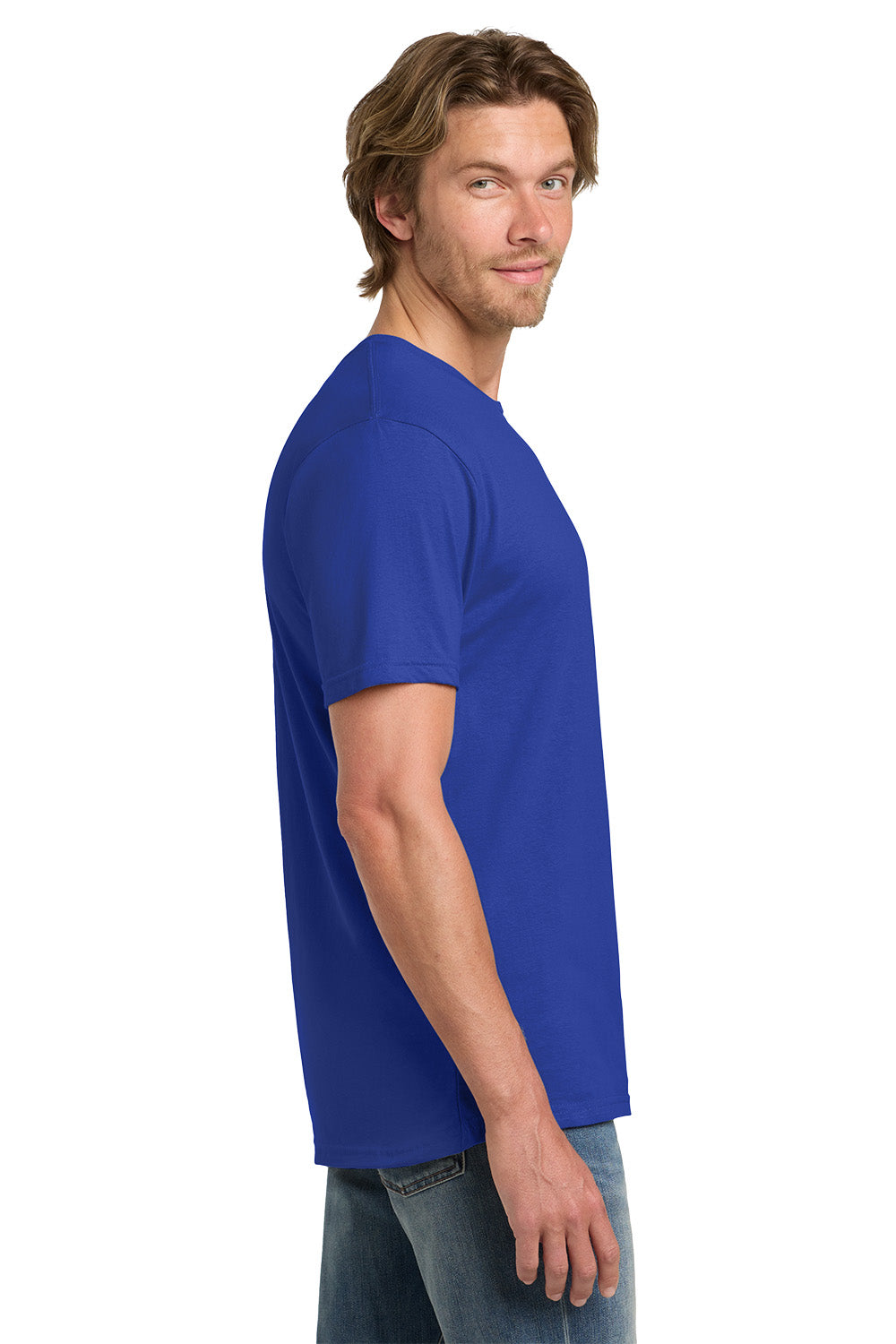 Gildan 980 Mens Short Sleeve Crewneck T-Shirt Royal Blue Model Side