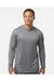 Holloway 222830 Mens Momentum Hooded Long Sleeve T-Shirt Hoodie Graphite Grey Model Front