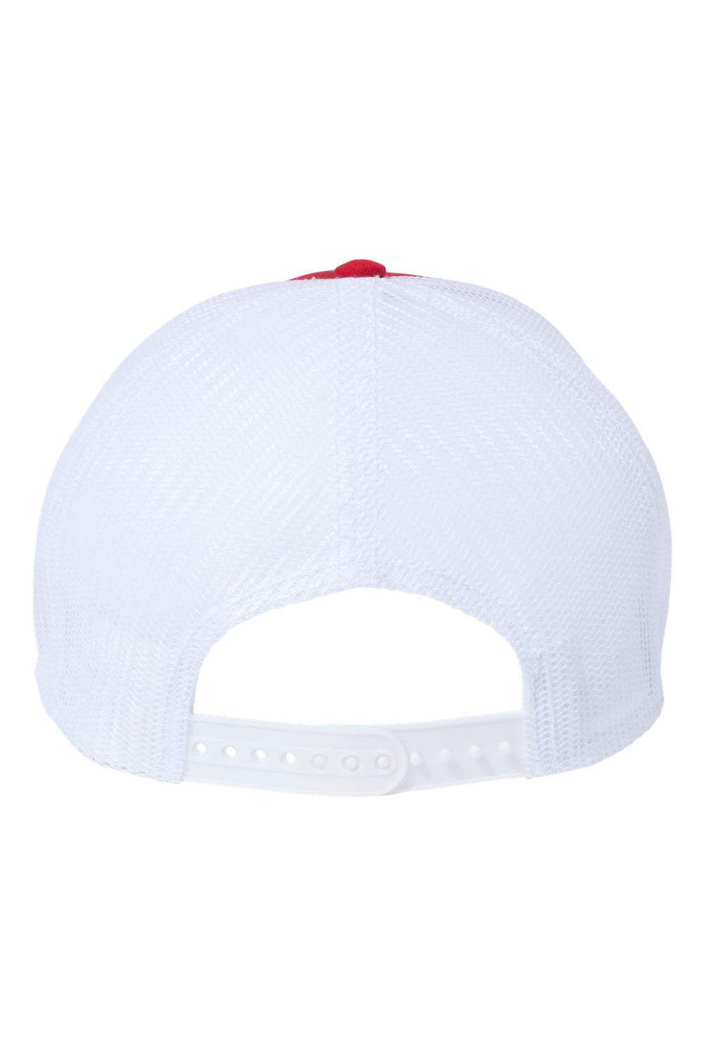 Atlantis Headwear RETH Mens Sustainable Recycled Three Snapback Trucker Hat Red/White Flat Back