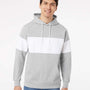 MV Sport Mens Classic Fleece Colorblock Hooded Sweatshirt Hoodie - Heather Grey/White