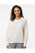 MV Sport W22712 Womens Sueded Fleece Crewneck Sweatshirt Oatmeal Model Front