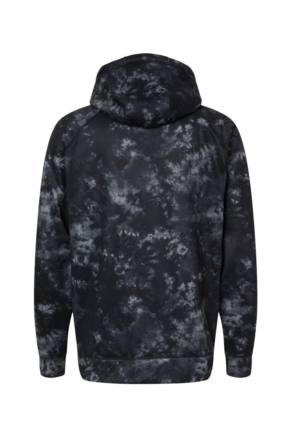 Burnside 8670 Mens Performance Raglan Hooded Sweatshirt Hoodie Black Tie Dye Flat Back