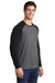 Sport-Tek ST400LS Mens Moisture Wicking Long Sleeve Crewneck T-Shirt Heather Dark Grey/Black Model 3q