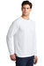 Sport-Tek ST400LS Mens Moisture Wicking Long Sleeve Crewneck T-Shirt White Model 3q