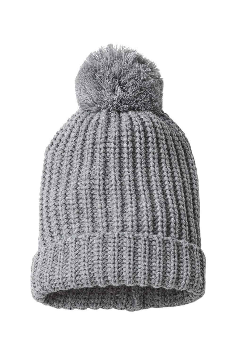 Richardson 143R Mens Chunky Cable Beanie Heather Grey Flat Front