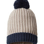 Richardson Mens Chunky Cable Beanie - Stone/Navy Blue - NEW