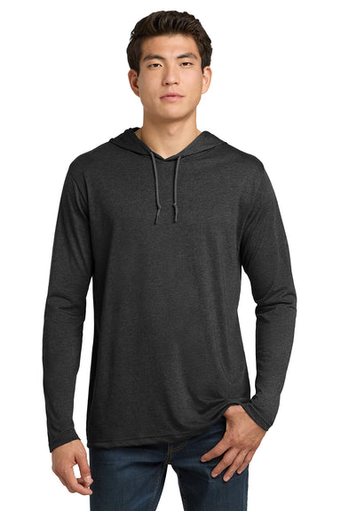 Gildan 987/987AN Mens Long Sleeve Hooded T-Shirt Hoodie Heather Dark Grey/Dark Grey Model Front