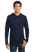 Gildan 987/987AN Mens Long Sleeve Hooded T-Shirt Hoodie Navy Blue/Dark Grey Model Front