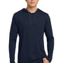 Gildan Mens Long Sleeve Hooded T-Shirt Hoodie - Navy Blue/Dark Grey