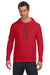 Gildan 987/987AN Mens Long Sleeve Hooded T-Shirt Hoodie Red/Dark Grey Model Front