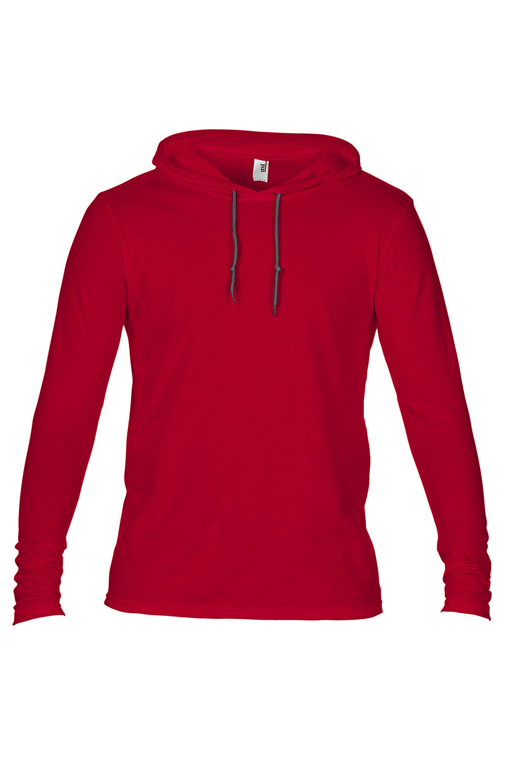 Gildan 987/987AN Mens Long Sleeve Hooded T-Shirt Hoodie Red/Dark Grey Flat Front