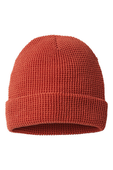 Richardson 146R Mens Waffle Cuffed Beanie Rust Flat Front